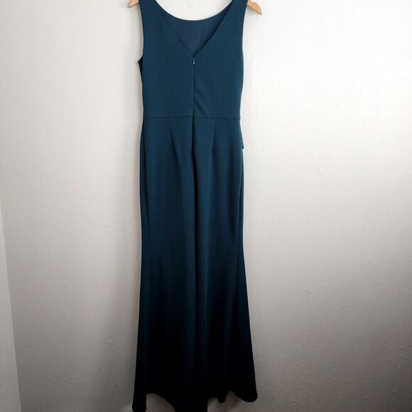 NEW Betsy & Adam Ruffle Bow Trumpet Gown Sleeveless Maxi Dress Pine Green - Picture 10 of 13